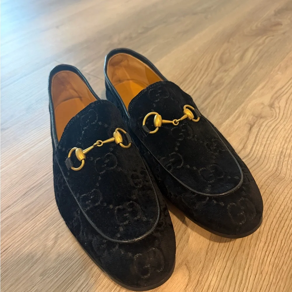 Gucci GG Logo Velvet Loafers - Men's Luxury Dress Shoes